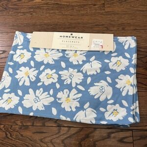 Homewear Placemats Set Of 4 Baby Blue White Yellow Wildflowers Daisy 13 X 19